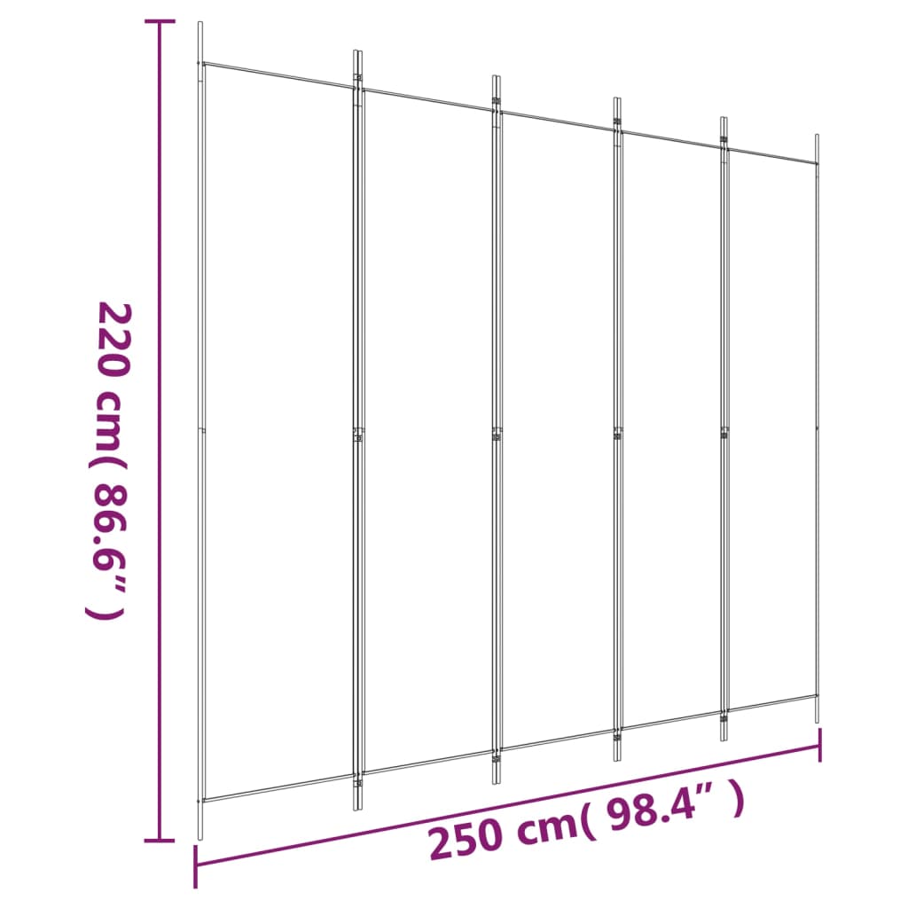 Kambario pertvara, 5 dalių, antracito, 250x220cm, audinys