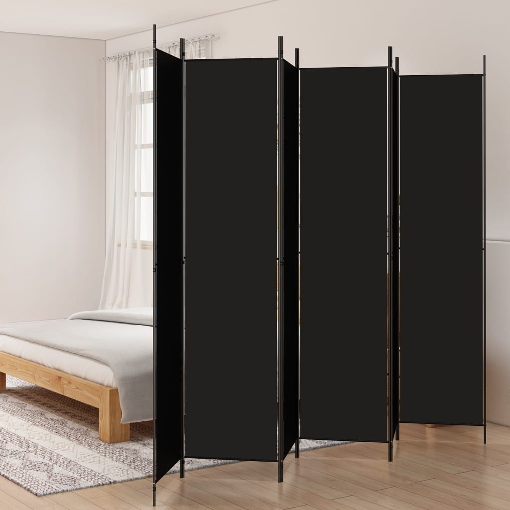 Kambario pertvara, 6 dalių, juodos spalvos, 300x220cm, audinys