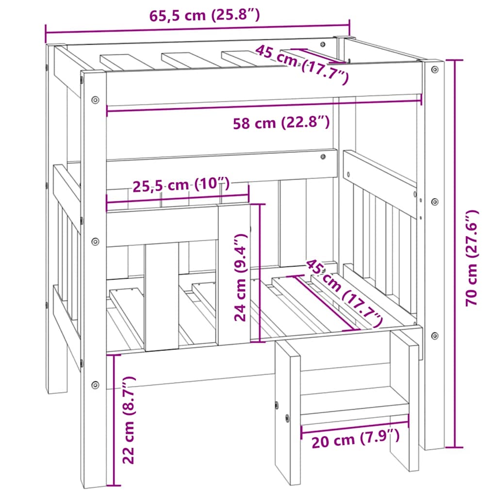 Lova šunims, medaus ruda, 65,5x50,5x70cm, pušies medienos masyvas