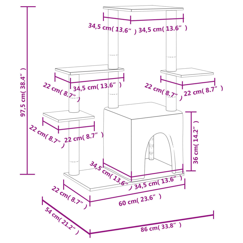 Draskyklė katėms su stovais iš sizalio, tamsiai pilka, 97,5cm