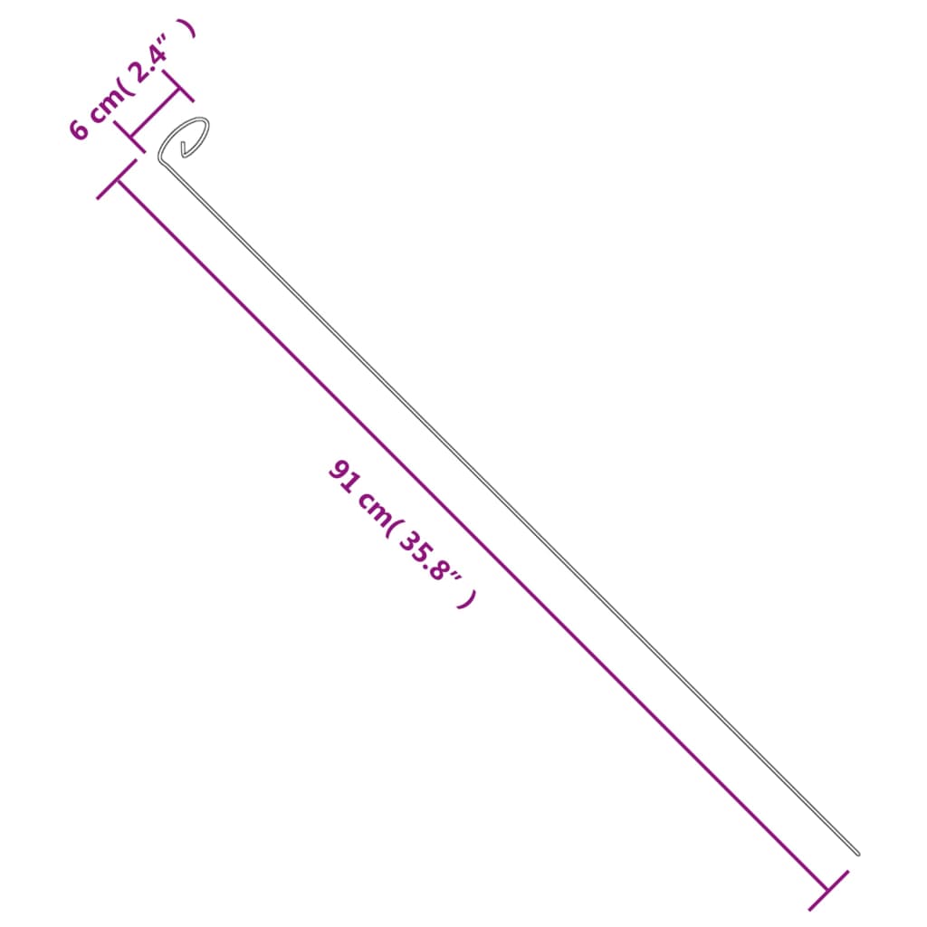 Sodo augalų kuoliukai, 20vnt., tamsiai žalios, 91cm, plienas