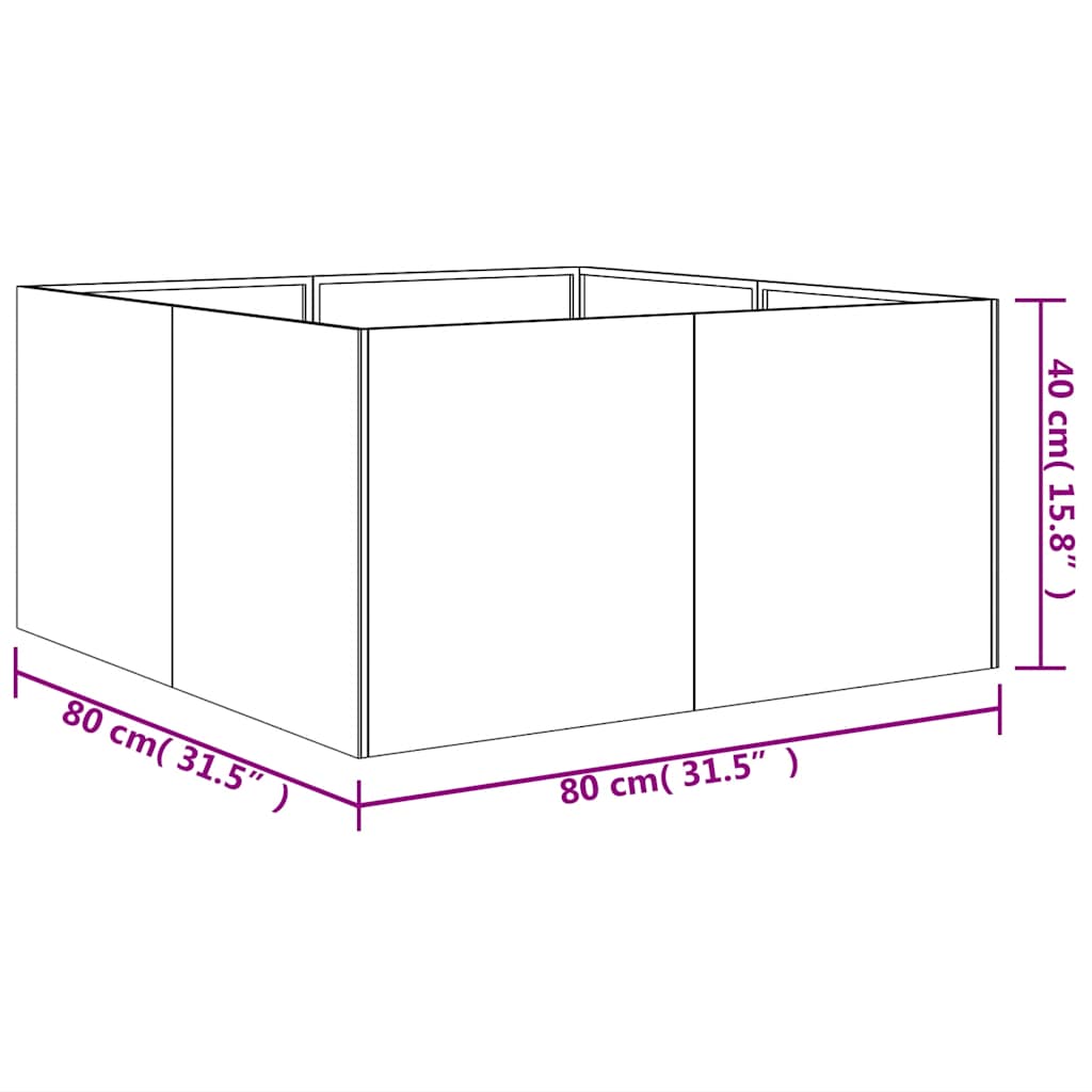Lovelis, 80x80x40cm, Corten plienas