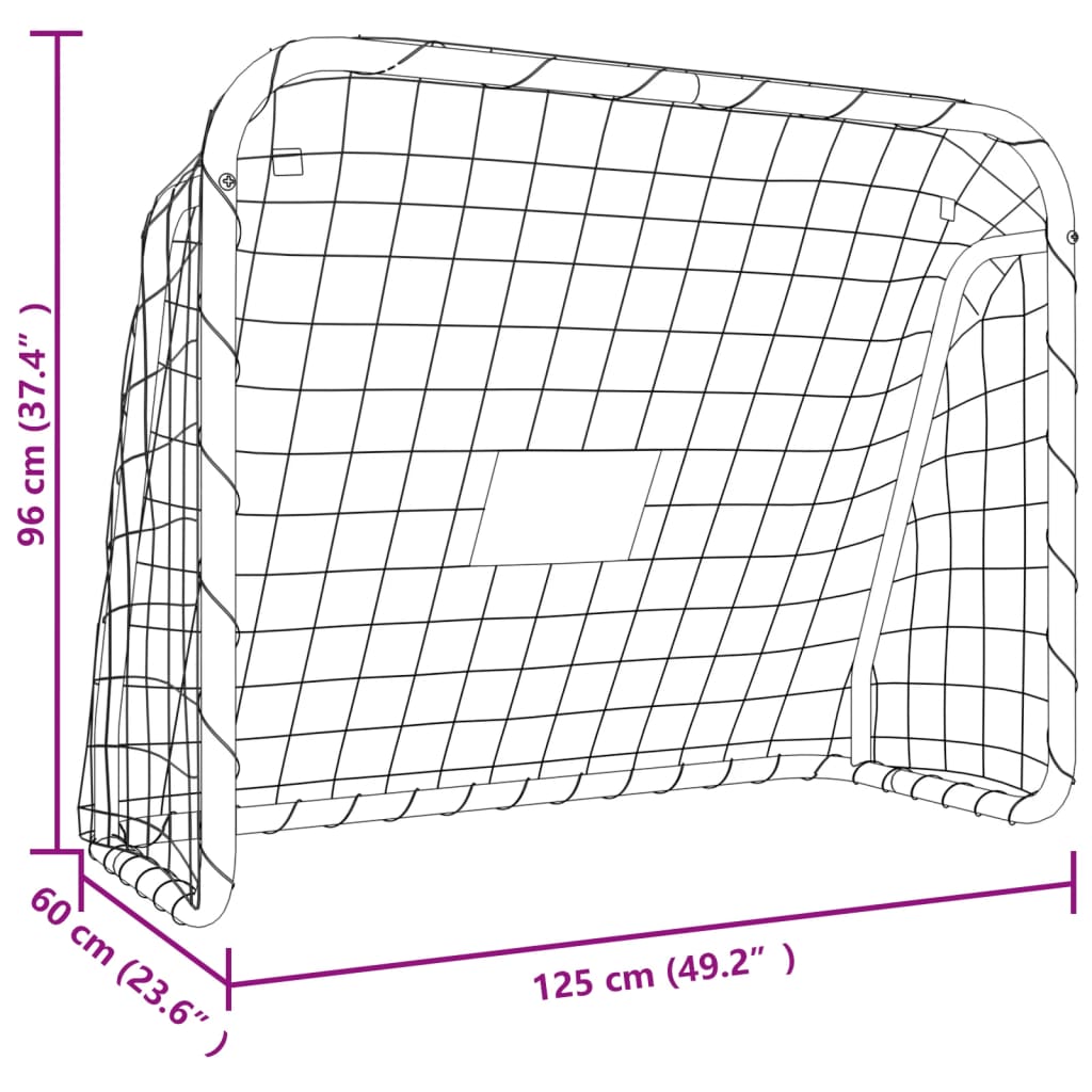 Futbolo vartai, balti, 125x96x60cm, plienas/poliesteris