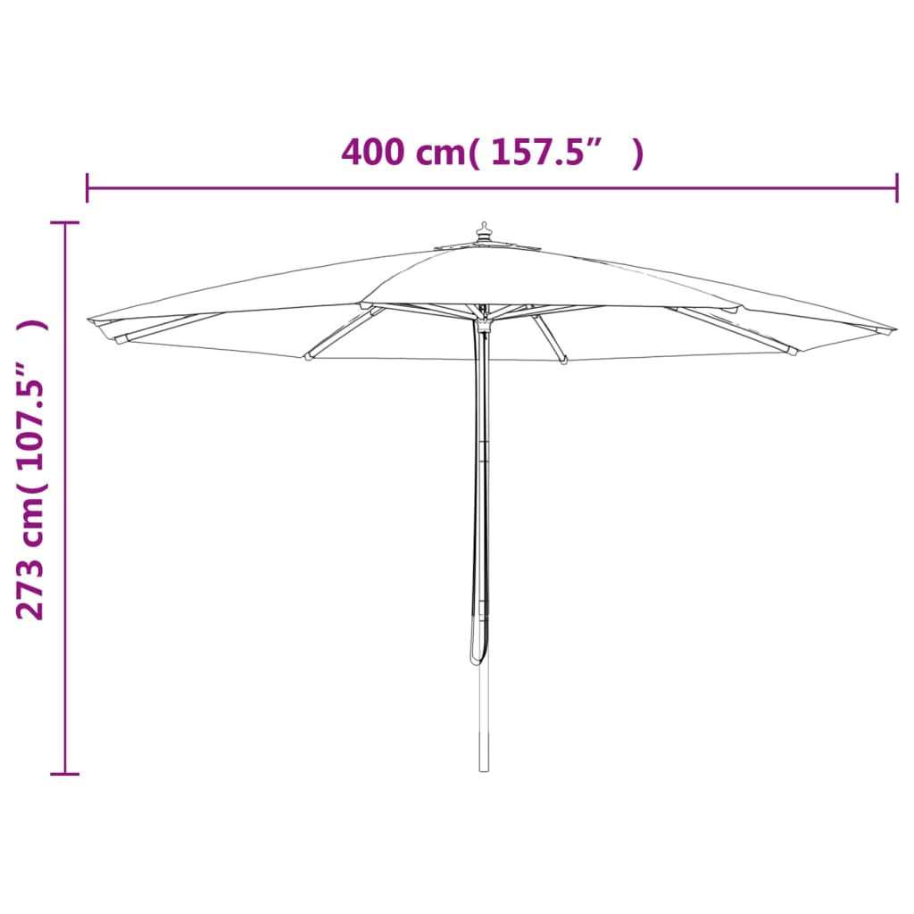 Sodo skėtis su mediniu stulpu, taupe spalvos, 400x273cm
