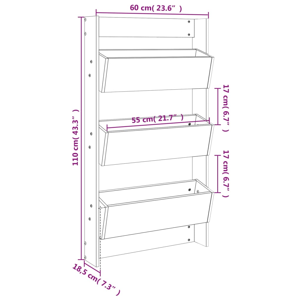 Sieninis lovelis, 3 aukštų, 60x18,5x110cm, pušies masyvas