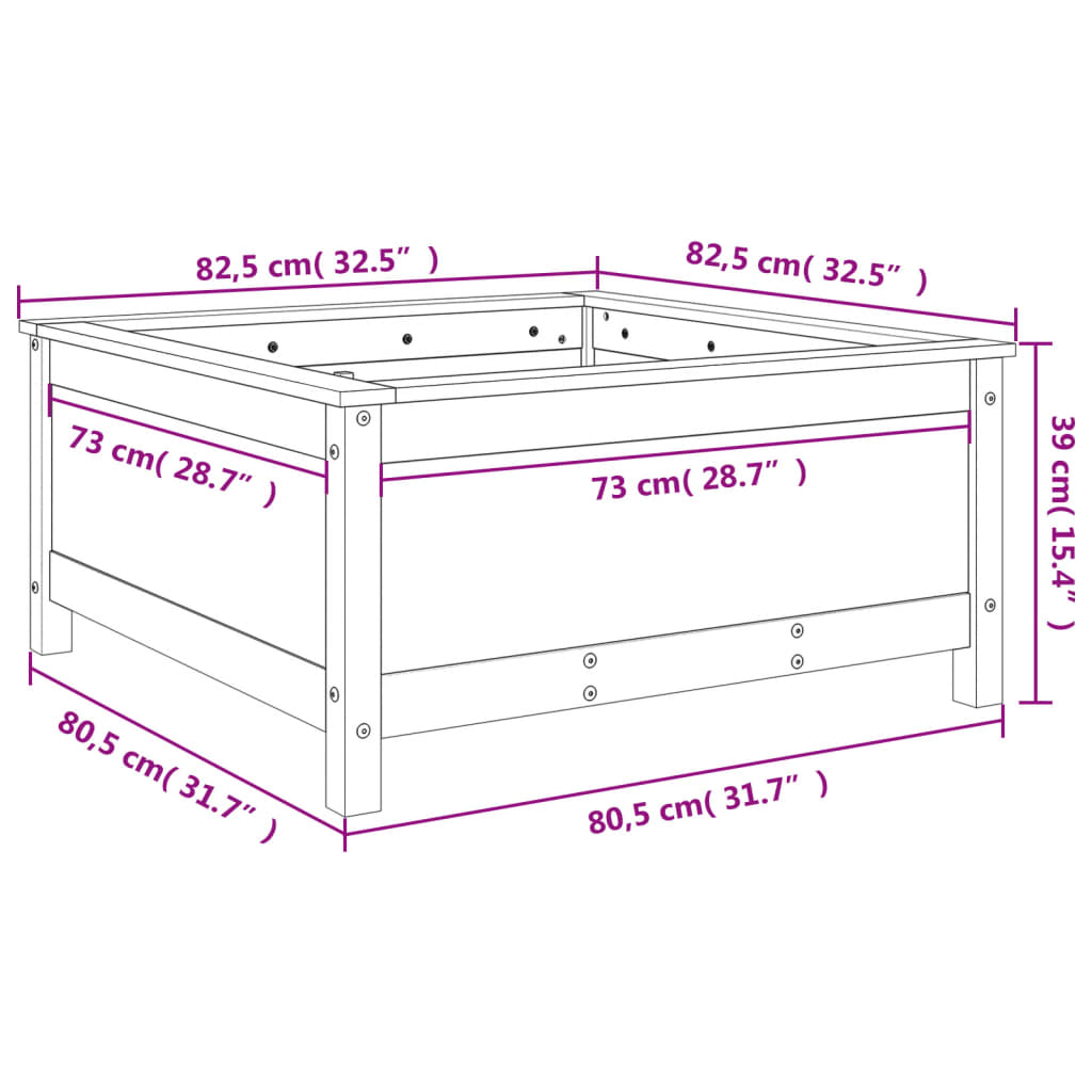 Sodo lovelis, medaus rudas, 82,5x82,5x39cm, pušies masyvas