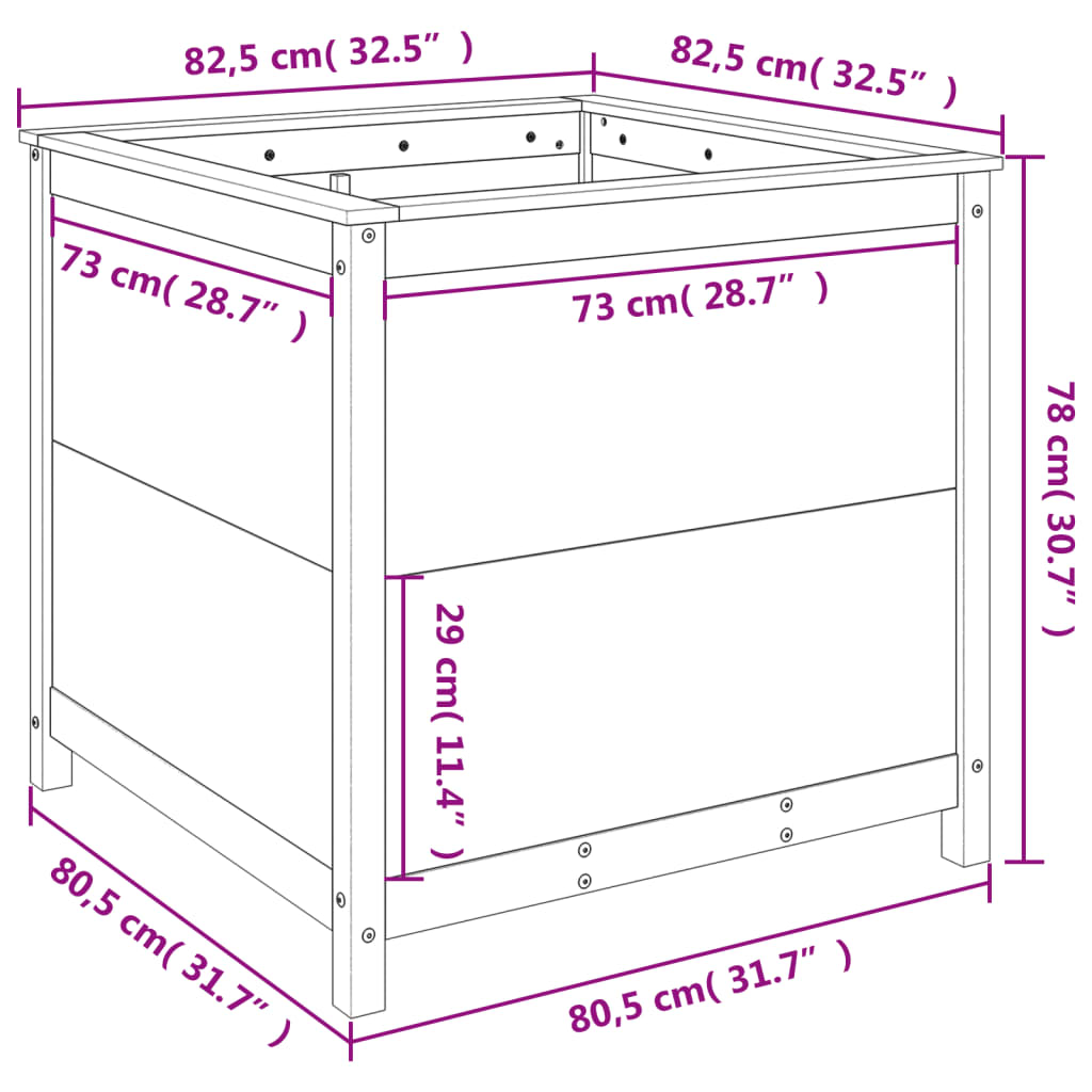 Sodo lovelis, 82,5x82,5x78cm, pušies medienos masyvas