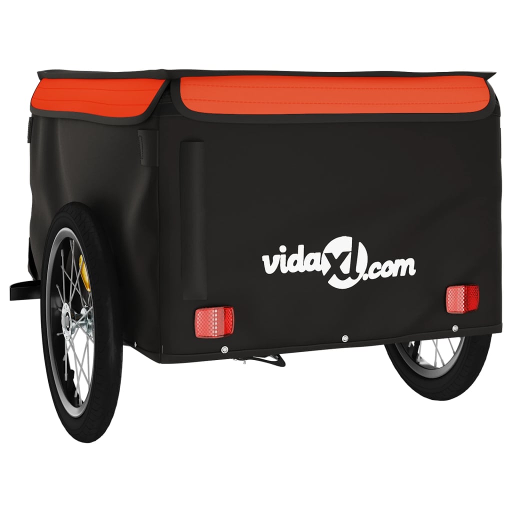 Dviračio priekaba, juodos ir oranžinės spalvos, 45kg, geležis