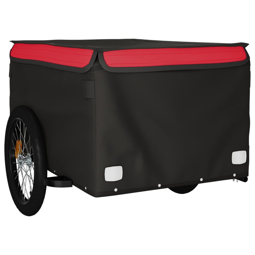 Dviračio priekaba, juodos ir raudonos spalvos, 45kg, geležis