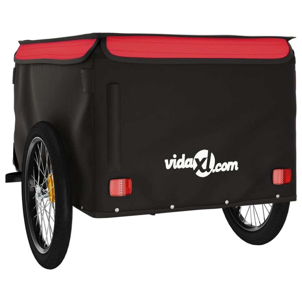 Dviračio priekaba, juodos ir raudonos spalvos, 45kg, geležis