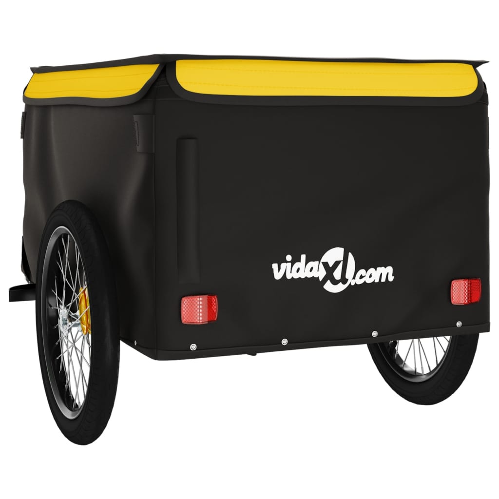 Dviračio priekaba, juodos ir geltonos spalvos, 45kg, geležis