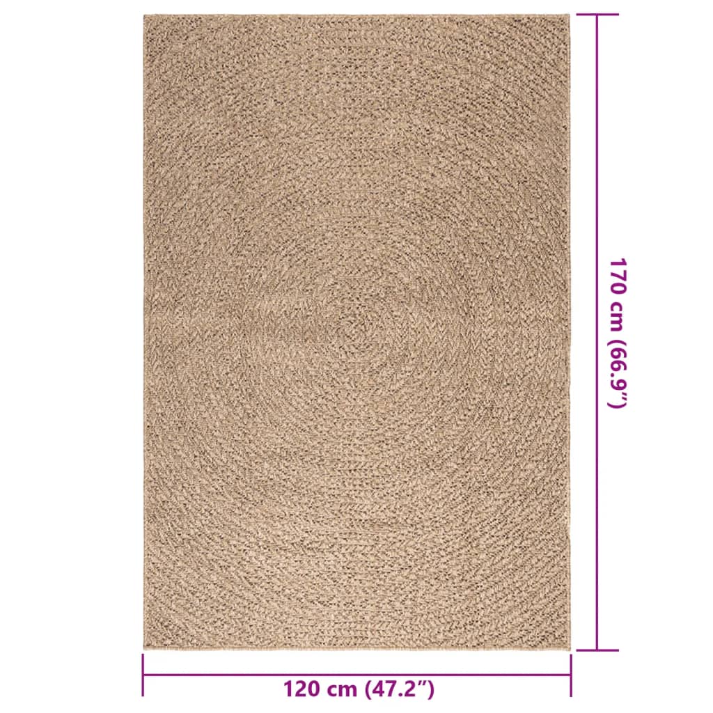 Kilimas ZIZUR, 120x170cm, džiuto imitacija, vidaus ir lauko