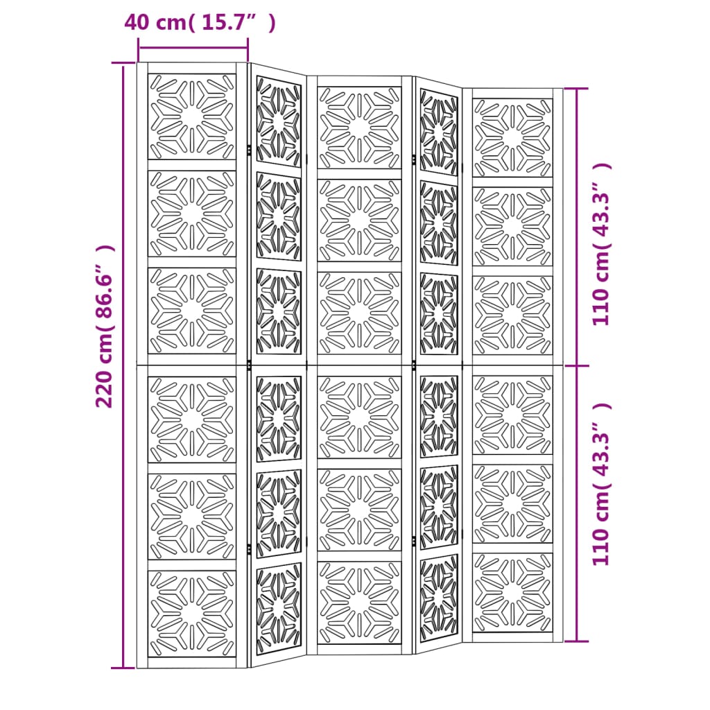 Kambario pertvara, 5 segmentai, ruda/juoda, paulovnijos masyvas