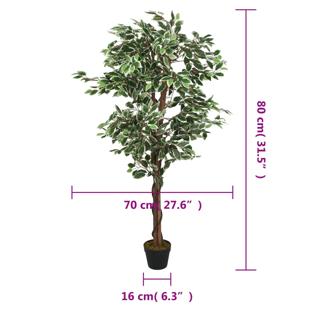Dirbtinis fikusas, žalios spalvos, 80 cm, 378 lapai