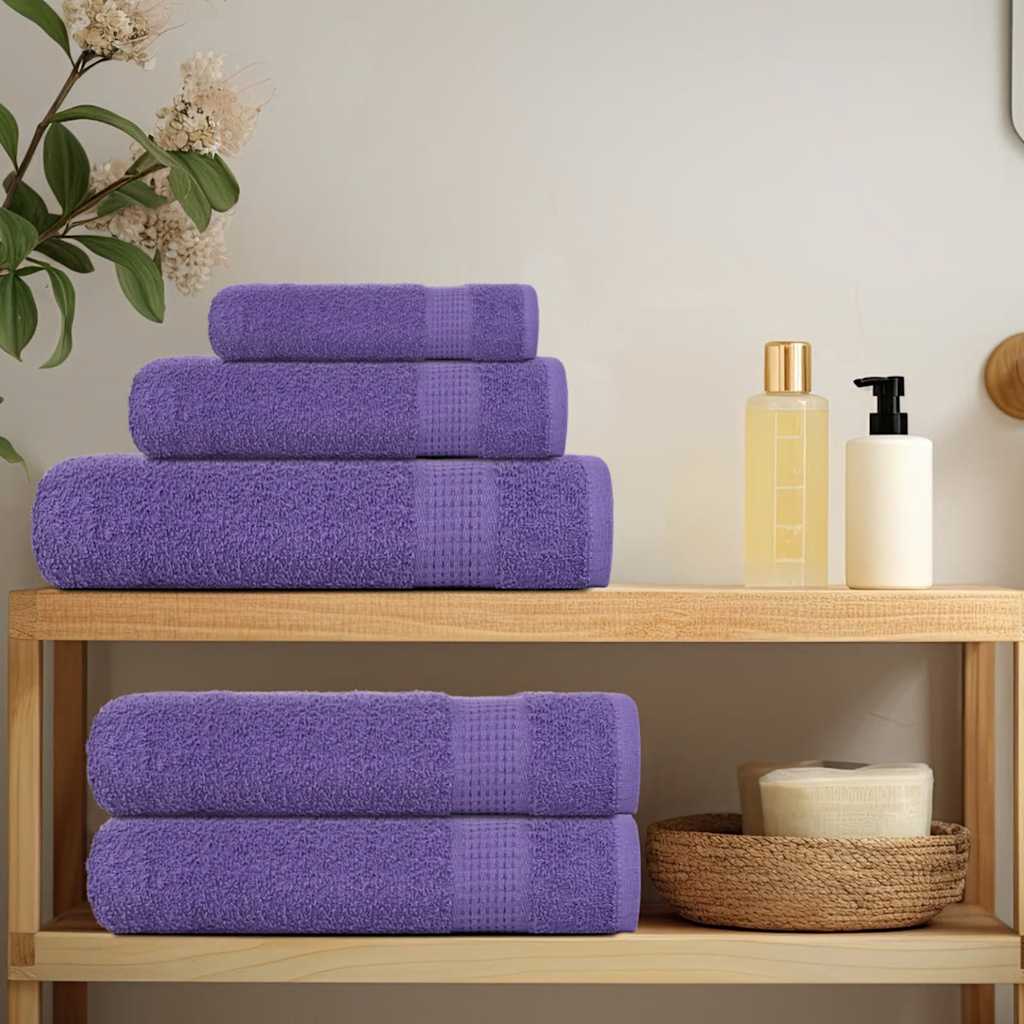 Rankšluosčių rinkinys, 6vnt., violetiniai, medvilnė, 360g/m²