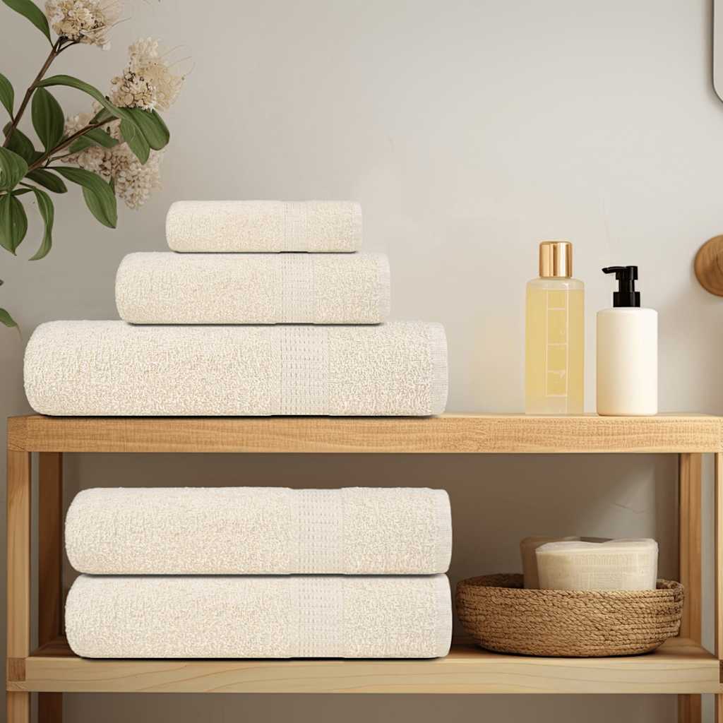 Rankšluosčių rinkinys, 12vnt., kreminiai, 100%medvilnė, 360g/m²