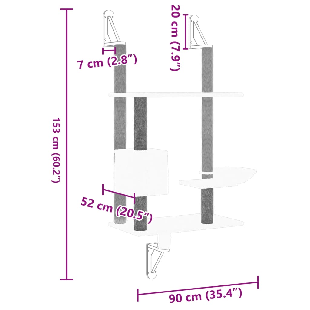 Draskyklė katėms su draskymo stovu, kreminė, 153cm