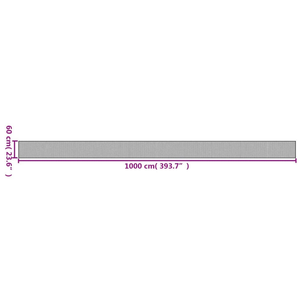 Kilimas, pilkos spalvos, 60x1000cm, bambukas, stačiakampis