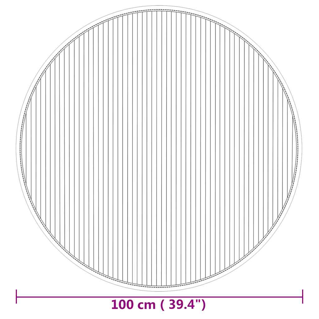 Kilimas, apvalus, natūralus, 100 cm, bambukas