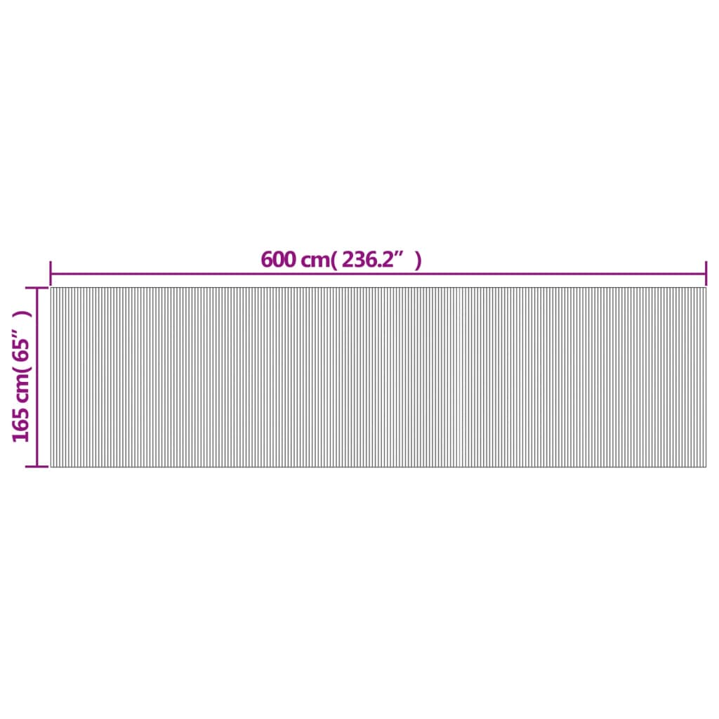 Kambario pertvara, tamsiai rudos spalvos, plotis 600 cm, aukštis 165 cm, bambukas