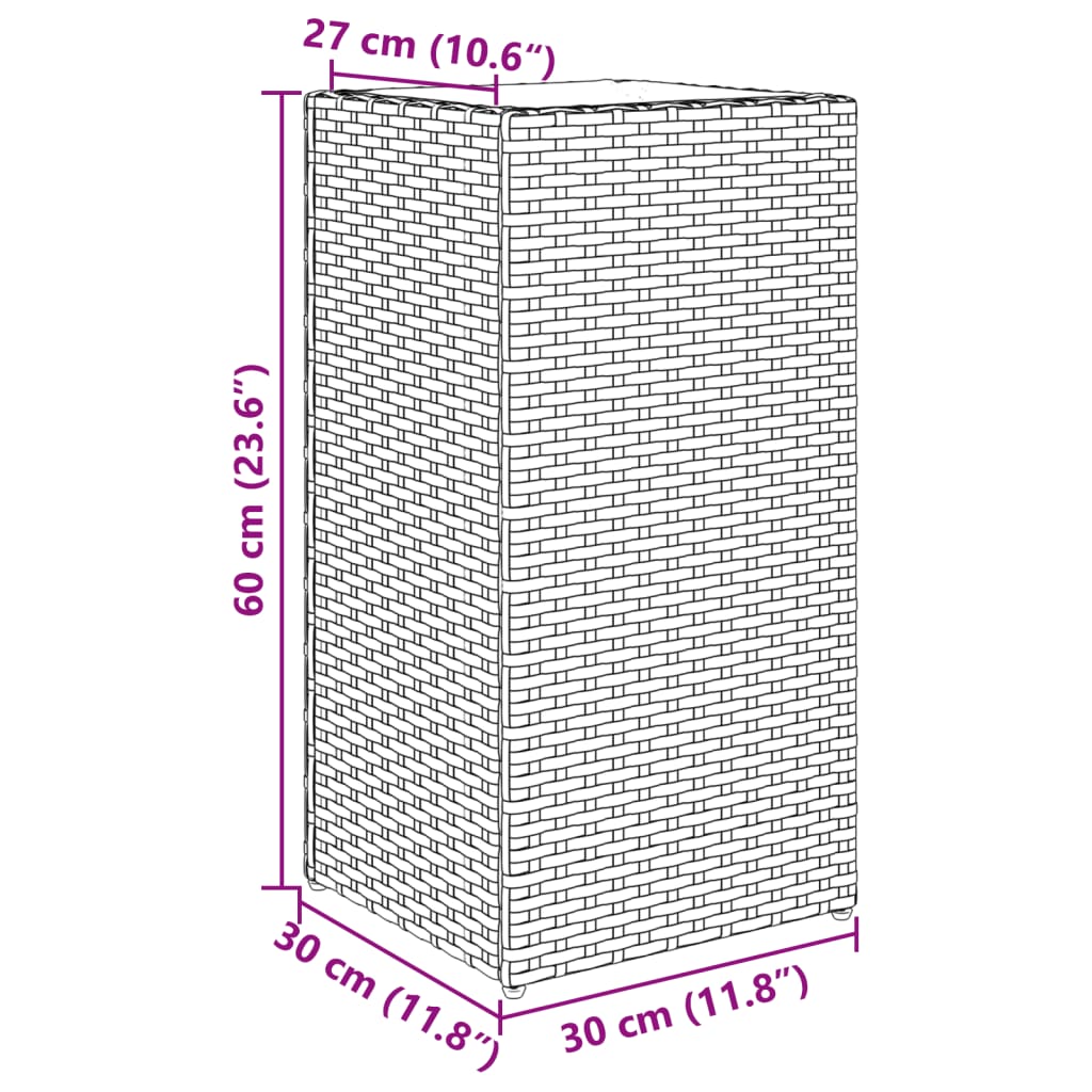 Sodo lovelis, pilkos spalvos, 30x30x60cm, poliratanas