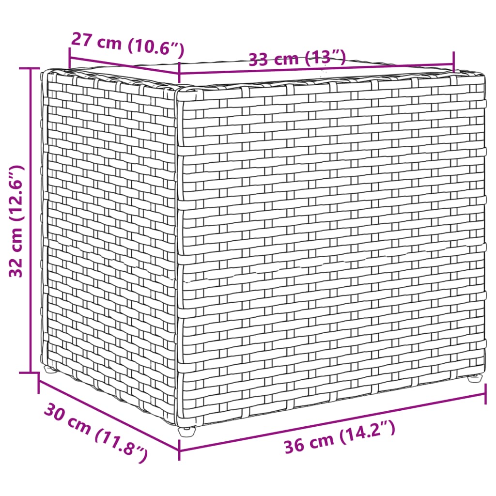 Sodo lovelis, pilkos spalvos, 36x30x32cm, poliratanas