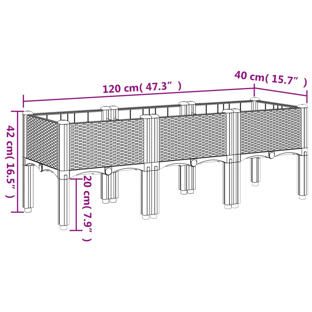 Sodo lovelis su kojomis, juodos spalvos, 120x40x42cm, PP