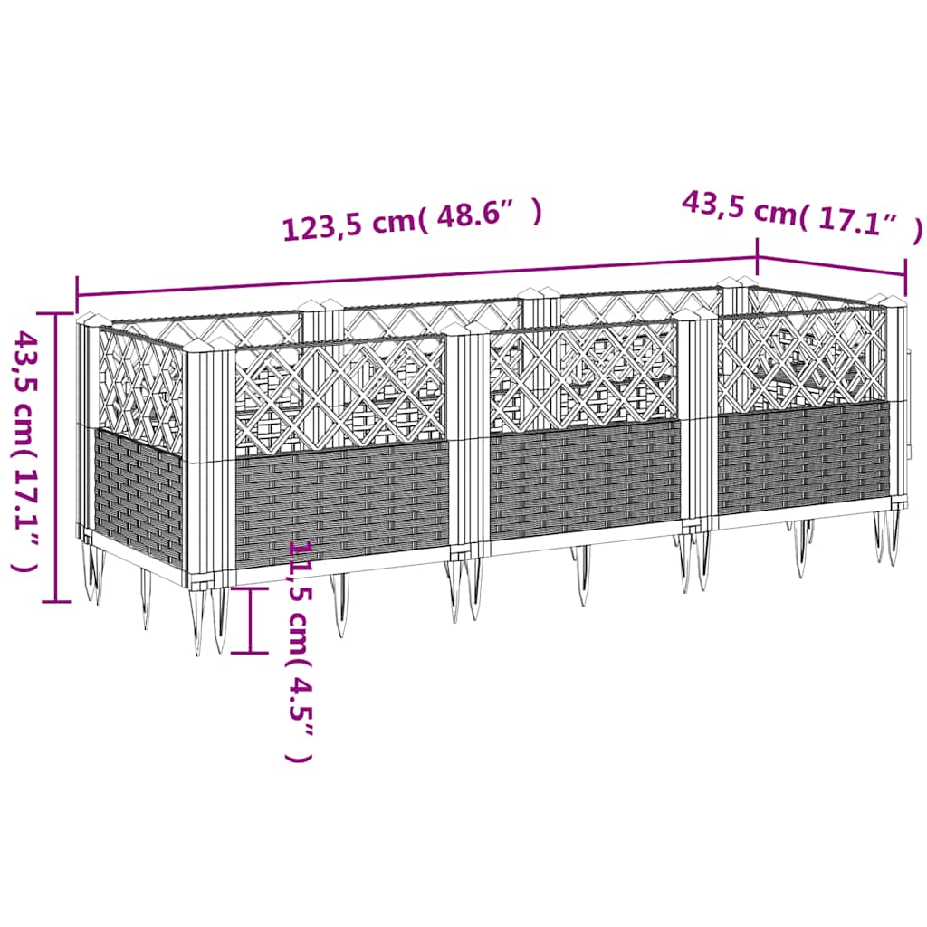 Sodo lovelis su kuoliukais, mėlyna pilkas, 123,5x43,5x43,5cm, PP