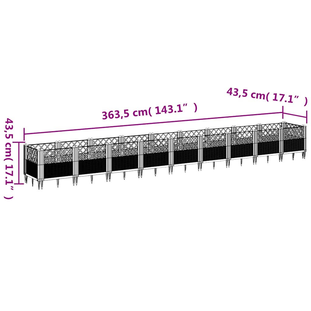 Sodo lovelis su kuoliukais, mėlyna pilkas, 363,5x43,5x43,5cm, PP