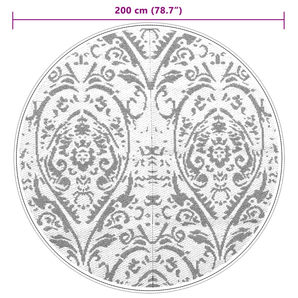 Lauko kilimas ARAKIL Oranžinė ir Balta Ø200 cm PP