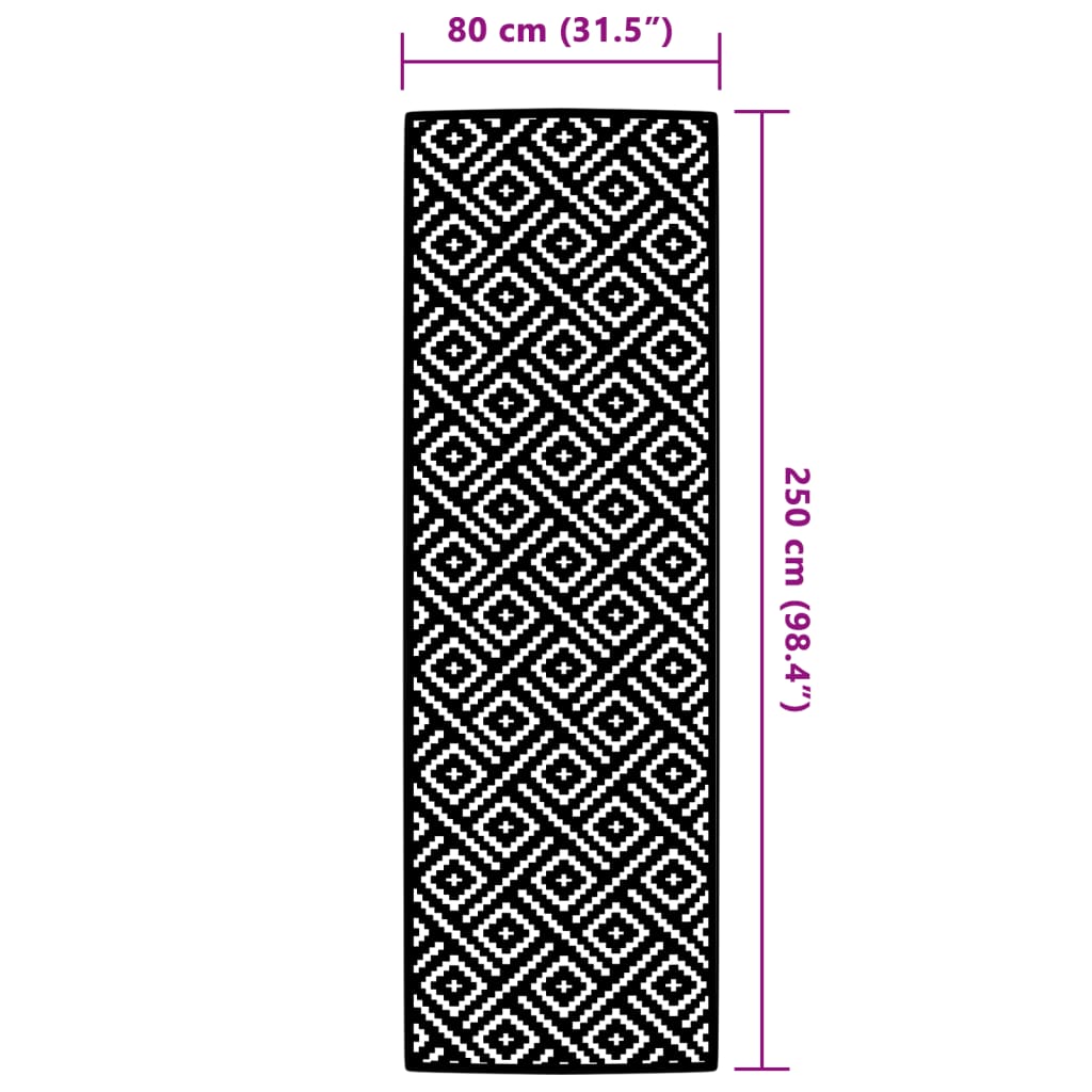 Lauko kilimas ARAKIL Baltas ir Juodas 80x250 cm PP
