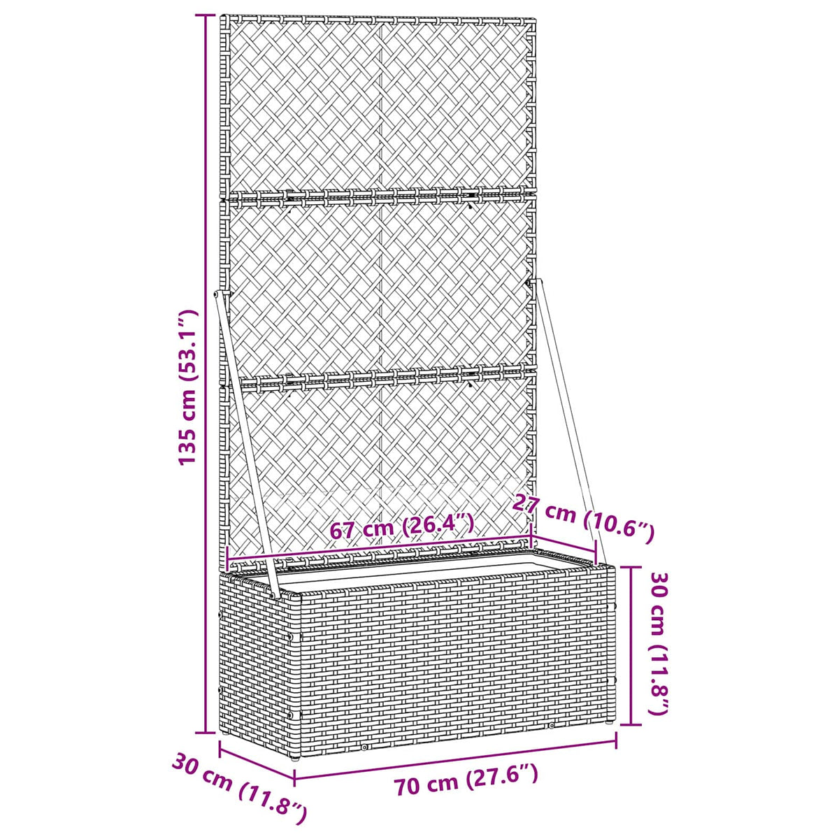 Sodo trelių vazonas Ruda 70 x 30 x 135 cm Metalas