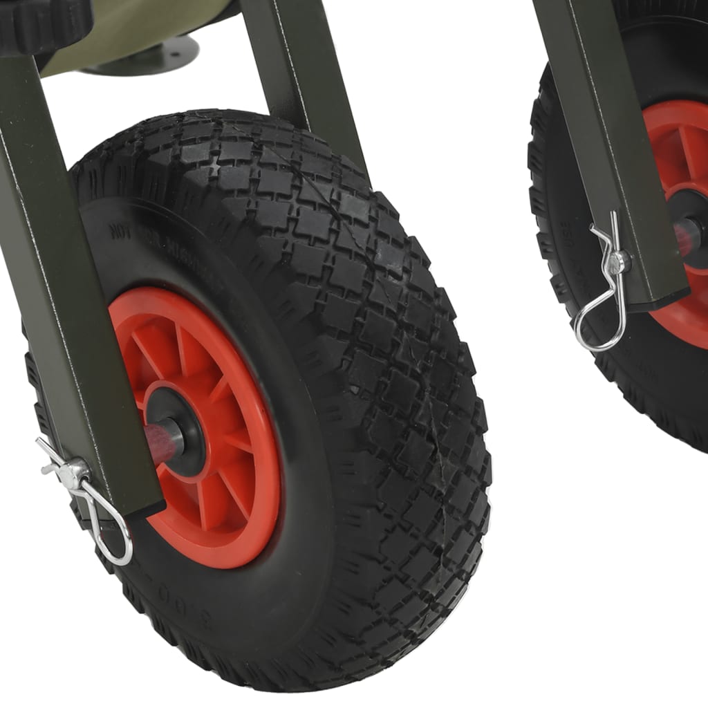 Žvejybos vežimėlis su 2 ratais, žalias, plienas