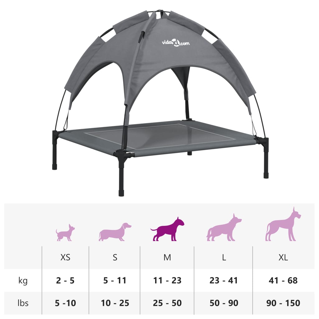 Lova šunims su skliautu, antracito, oksfordo audinys ir plienas