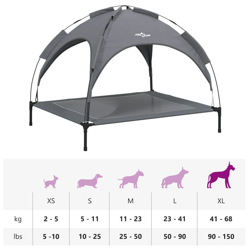 Lova šunims su skliautu, antracito, oksfordo audinys ir plienas