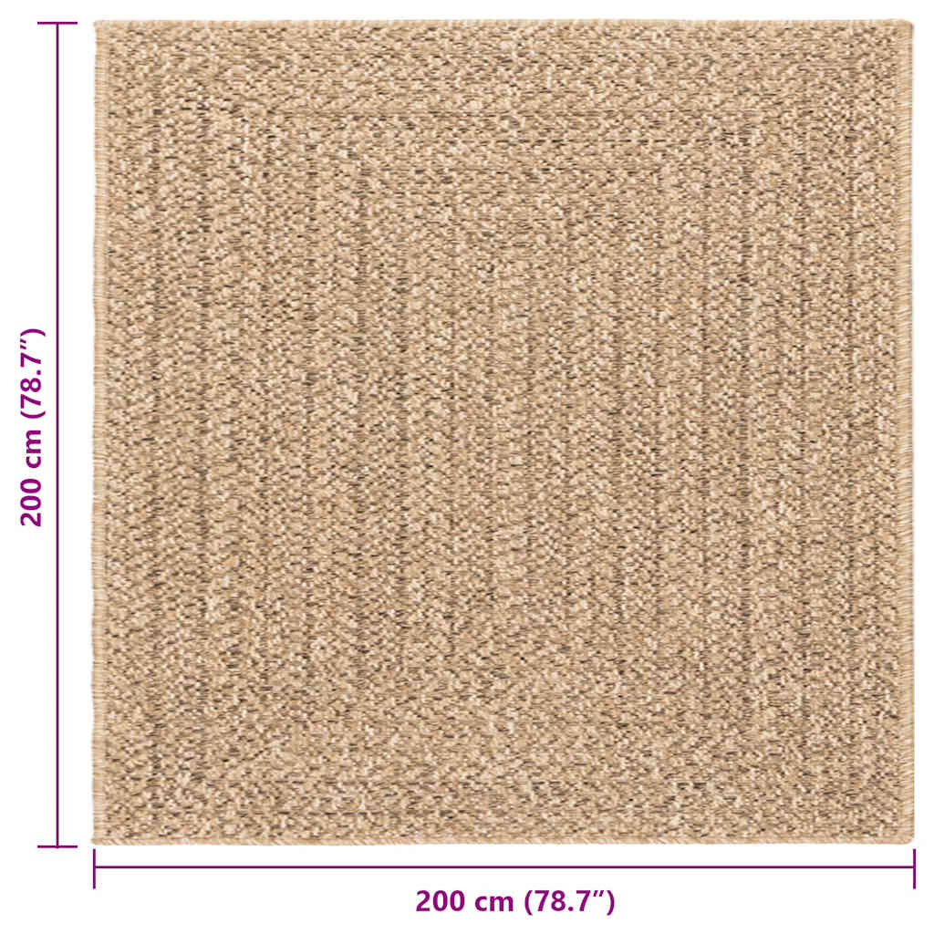 Kilimas ZIZUR, 200x200cm, džiuto imitacija, vidaus ir lauko