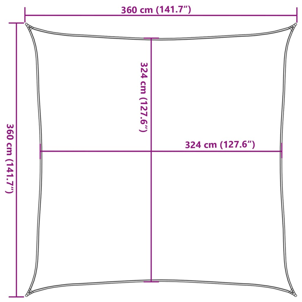 Burė nuo saulės, šviesiai siva, 3,6x3,6m, HDPE, 160g/m²