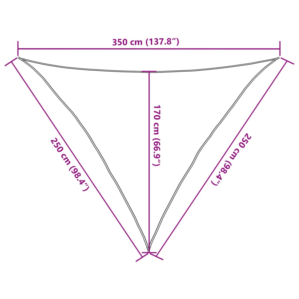 Saulės skėtis, 160 g/m², trikampė, šviesiai pilka, 2,5x2,5x3,5 m, HDPE