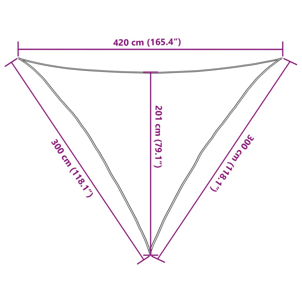 Saulės skėtis, 160 g/m², trikampė, šviesiai pilka, 3x3x4,2 m, HDPE