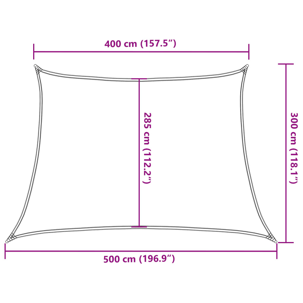 Saulės skėtis, burė, 160 g/m², trapecijos formos, šviesiai pilka, 4/5x3 m, HDPE