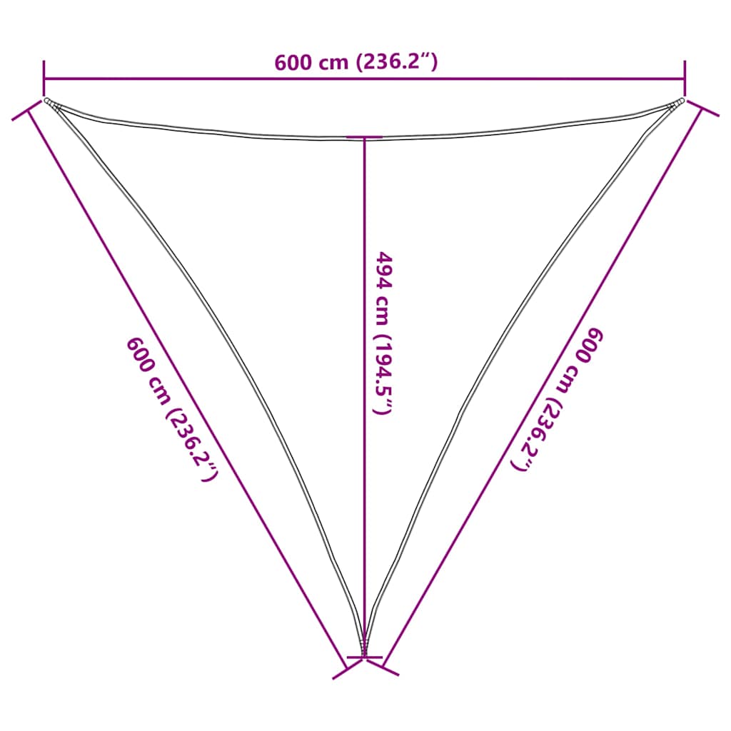 Saulės skėtis, 160 g/m², trikampė, smėlio spalvos, 6x6x6 m, HDPE