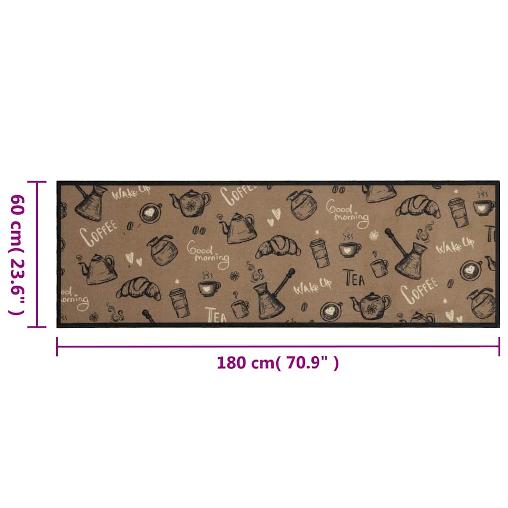Virtuvės kilimėlis, rudas, 60x180cm, aksomas, plaunamas