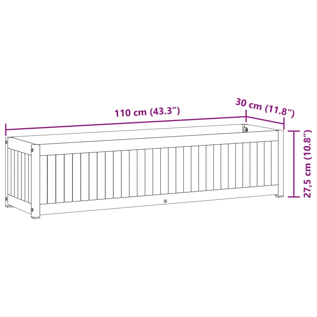 Sodo lovelis, 110x30x27,5cm, akacijos medienos masyvas/plienas