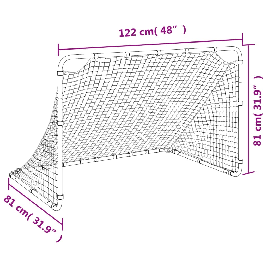 Futbolo vartai, balti, 122x81x81 cm, plienas