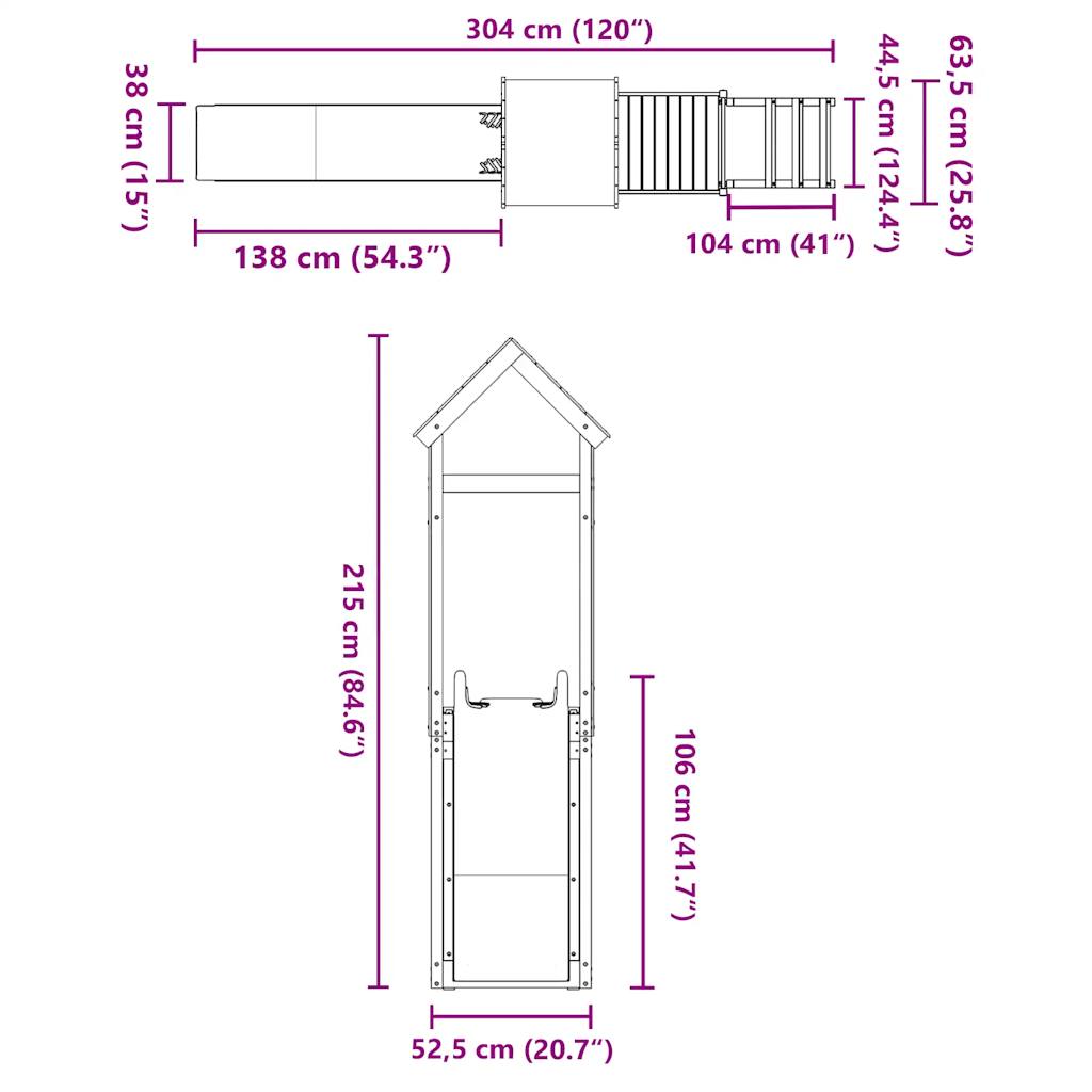 Lauko žaidimų aikštelės komplektas, douglas eglės masyvas