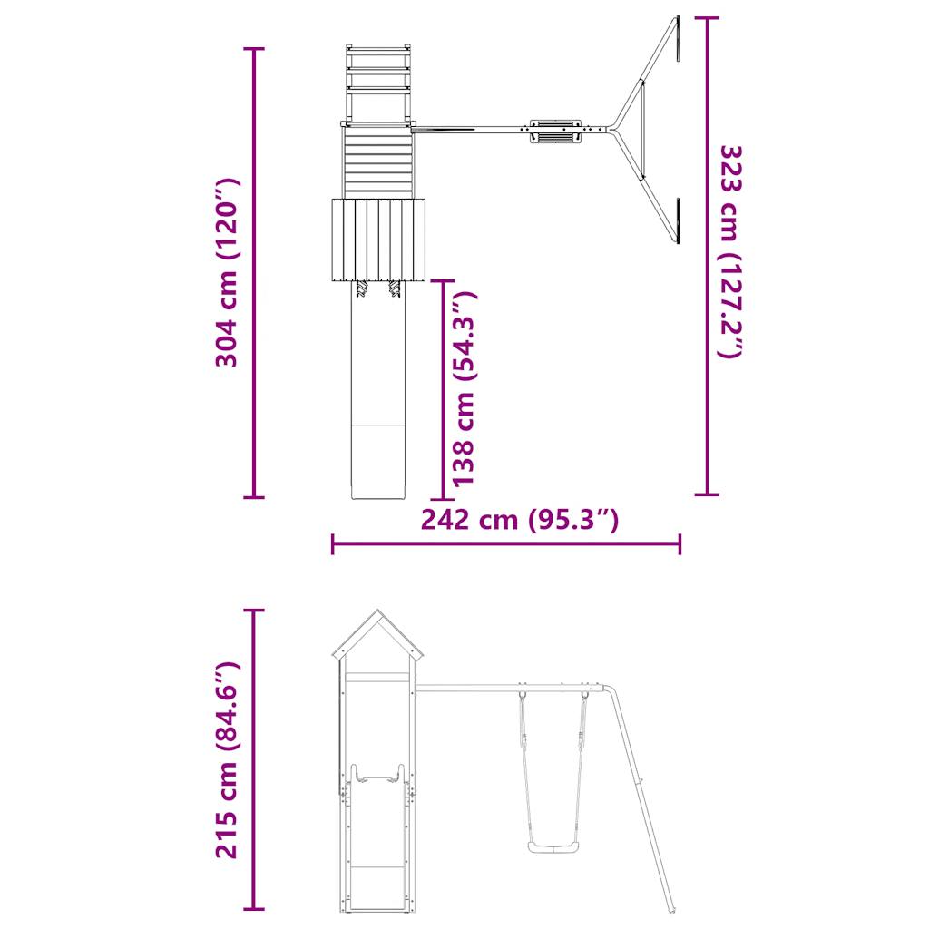 Lauko žaidimų aikštelės komplektas, douglas eglės masyvas