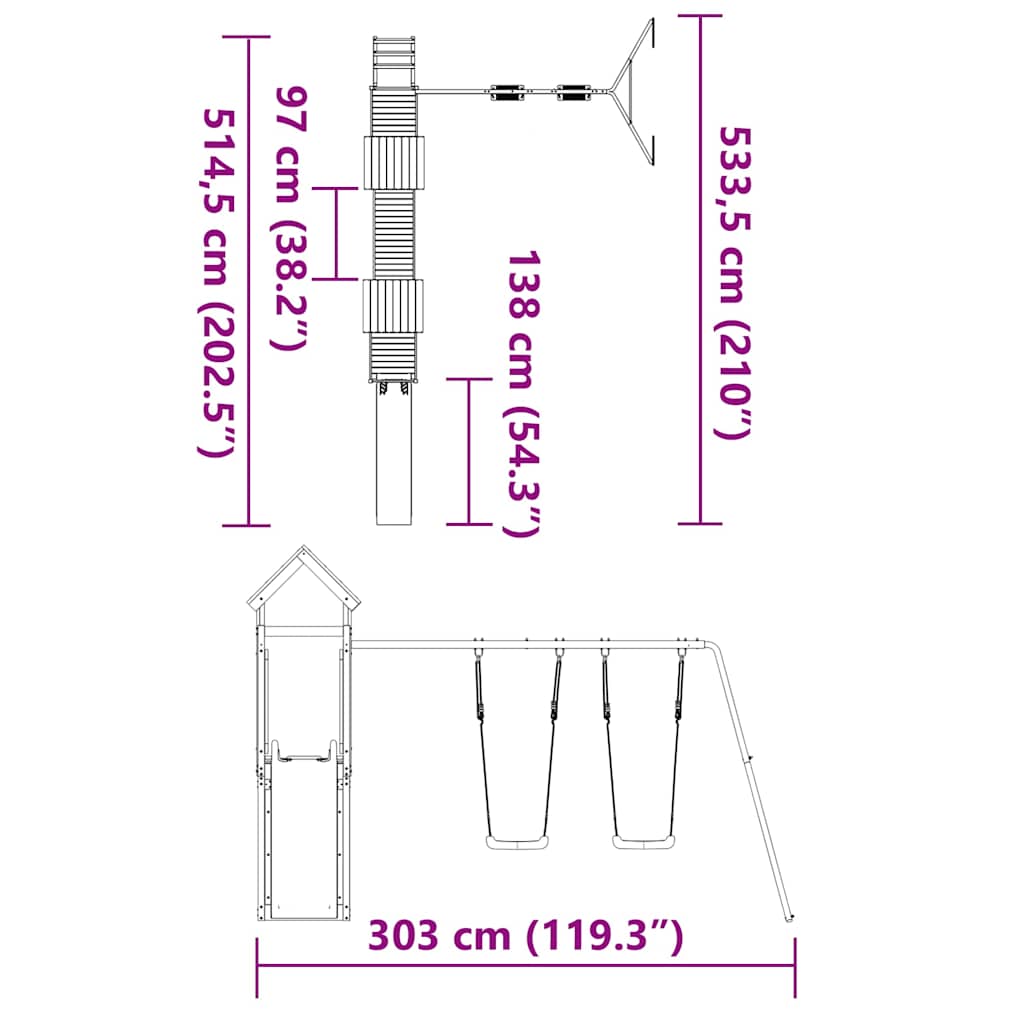 Lauko žaidimų aikštelės komplektas, douglas eglės masyvas