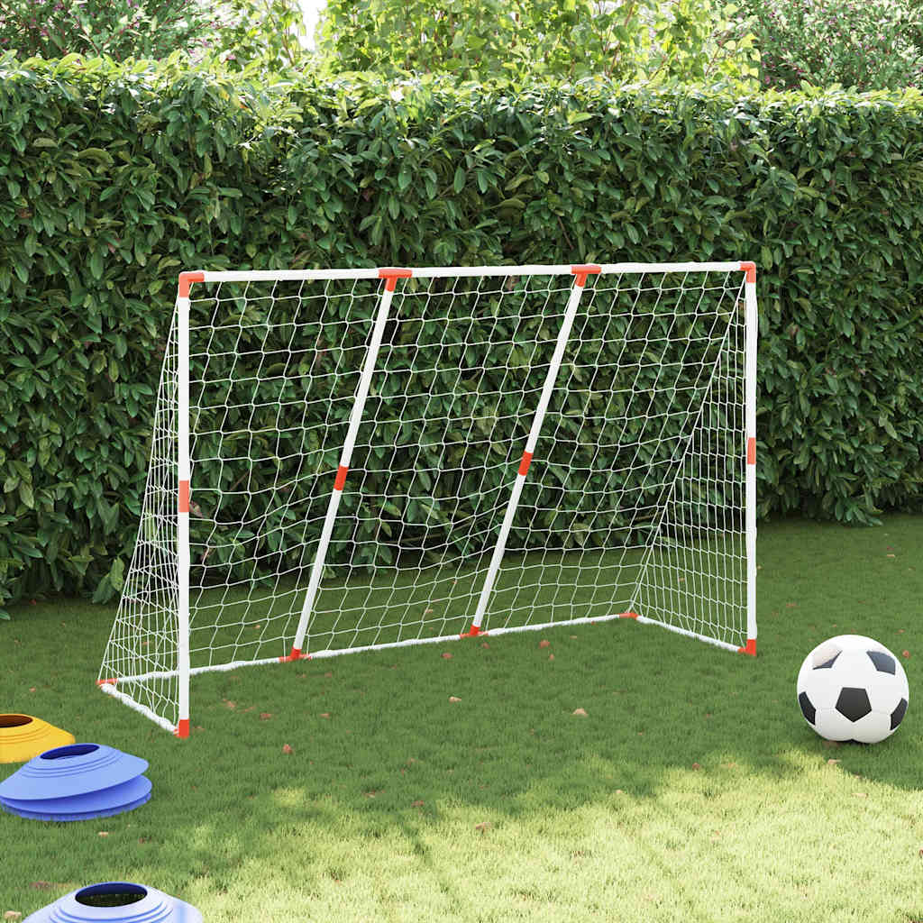 Futbolo vartai su kamuoliais, 2-1, balti, 184x64x124cm, metalas