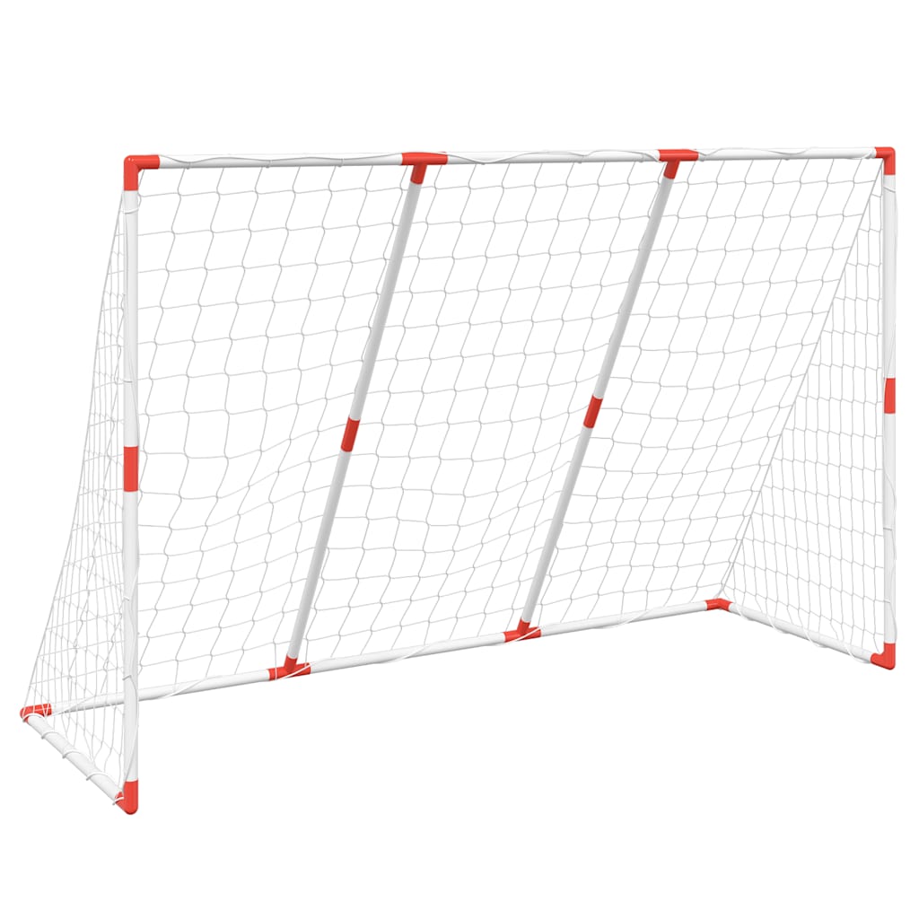 Futbolo vartai su kamuoliais, 2-1, balti, 184x64x124cm, metalas