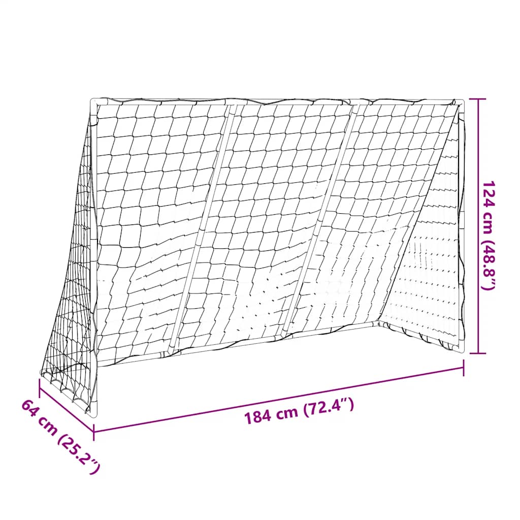 Futbolo vartai su kamuoliais, 2-1, balti, 184x64x124cm, metalas